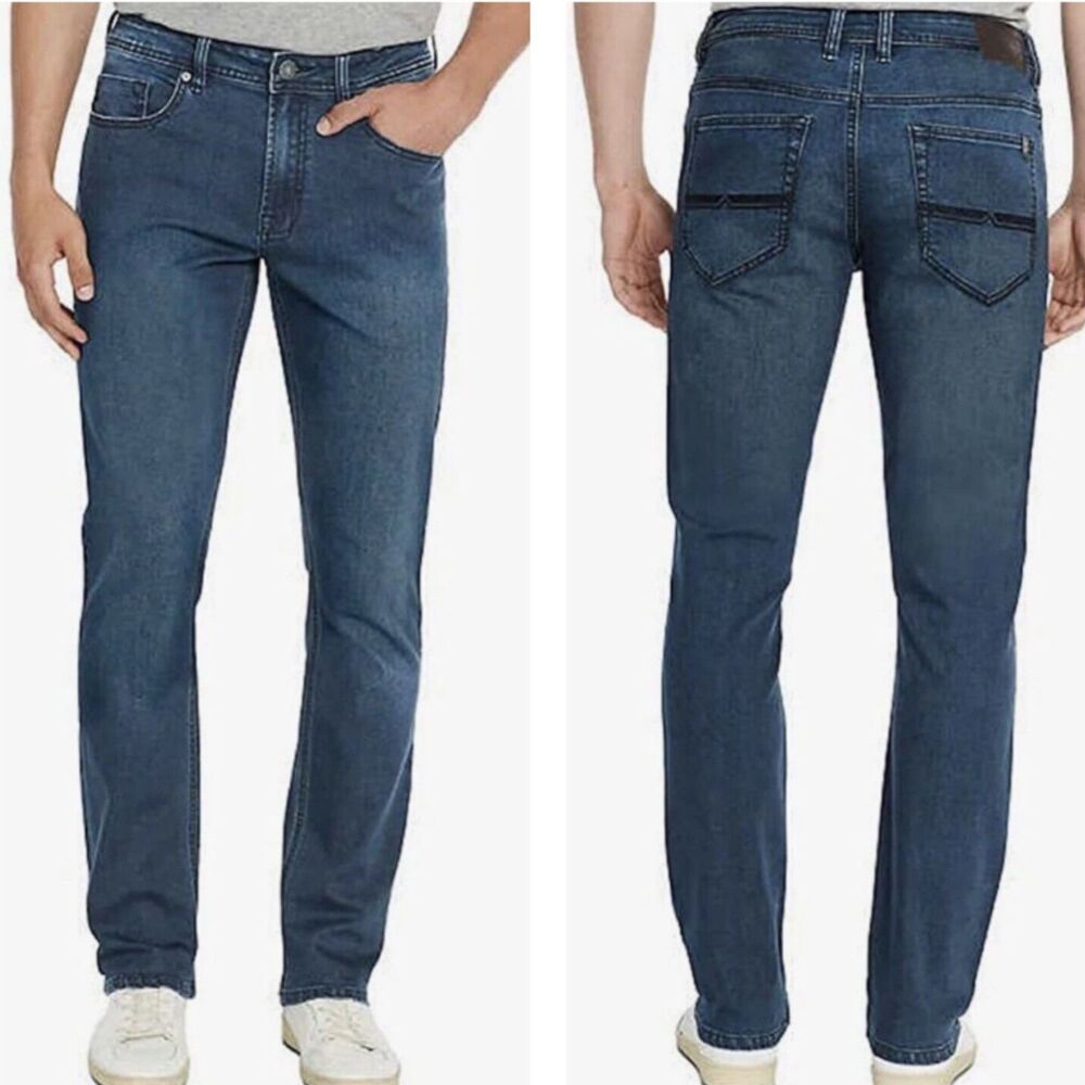 BUFFALO DAVID BITTON Axel Slim Straight-Leg-Stretch Jeans Medium-Blue Wash 40x32